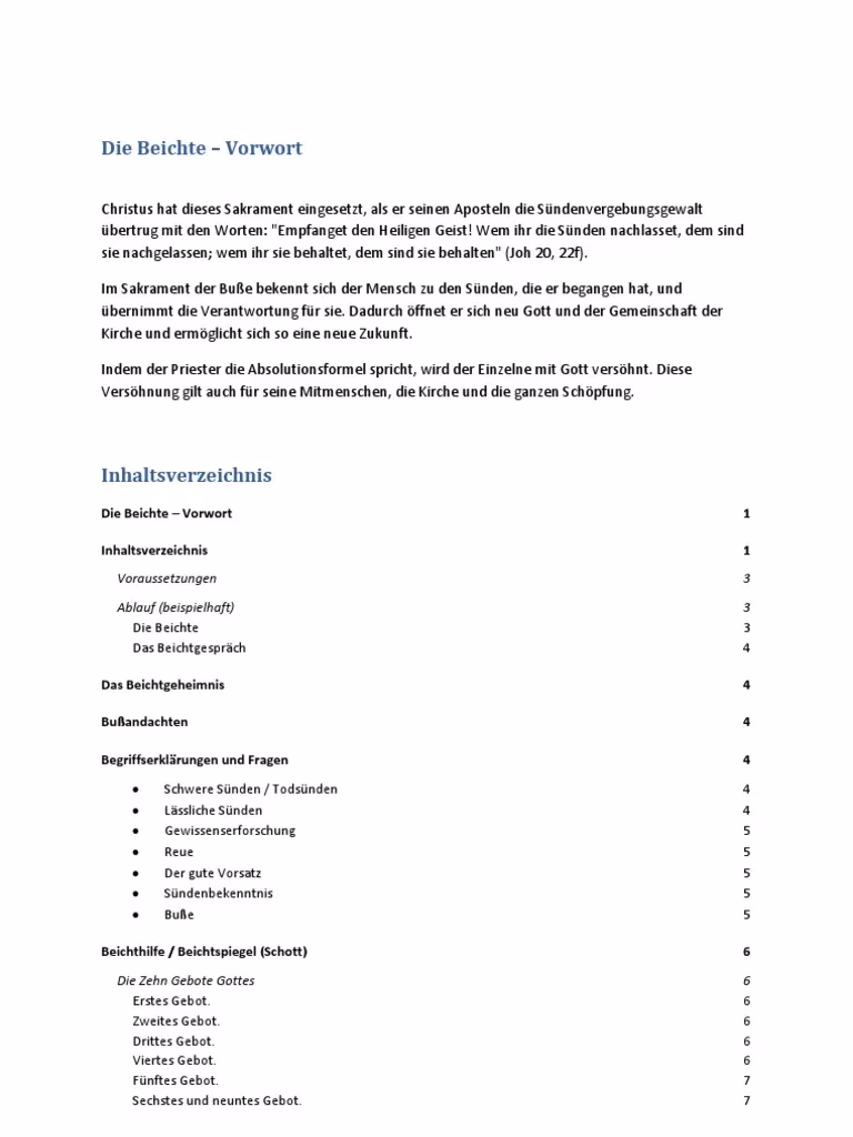 Wie bereite ich mich auf meine Beichte vor?