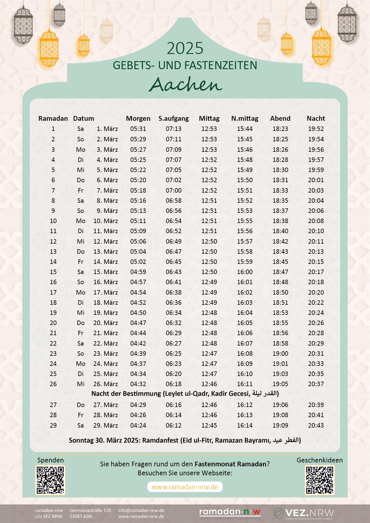 Welche Methoden werden zur Berechnung der Gebetszeiten angewendet?