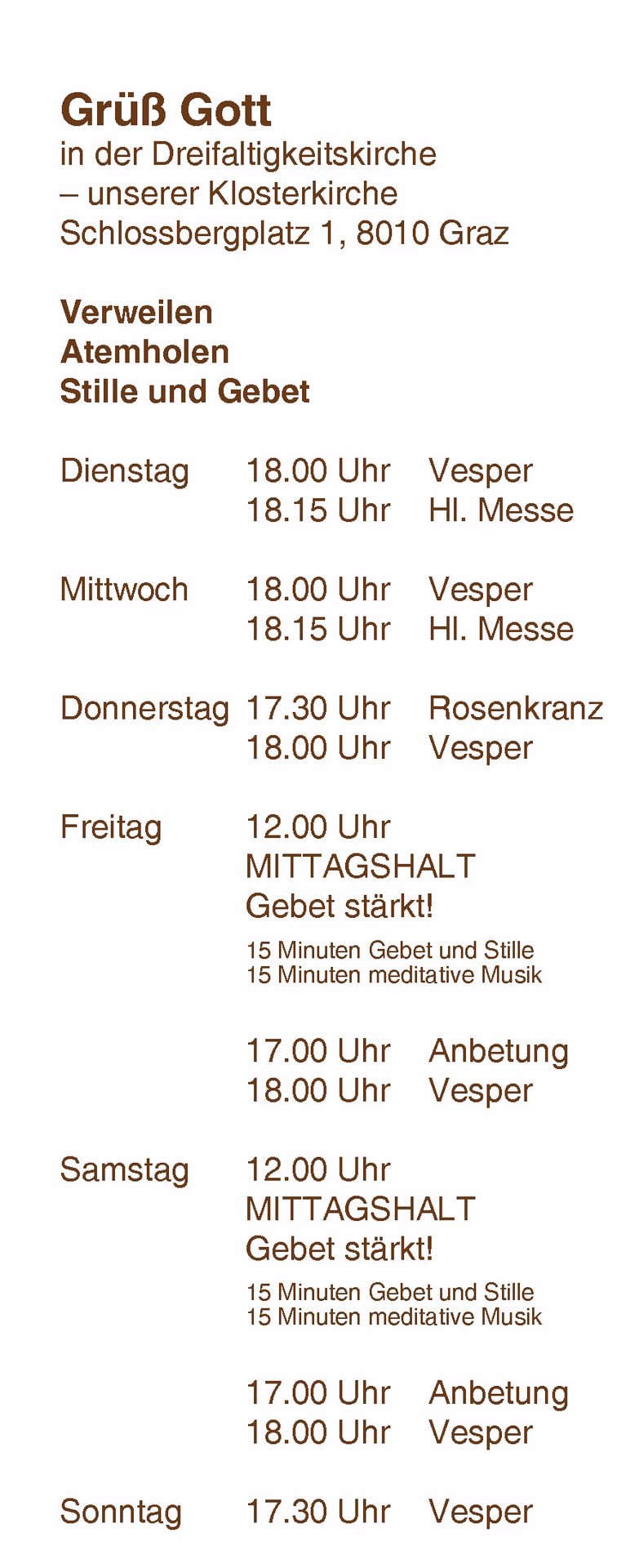 Wann ist die beste Zeit für das Gebet in Graz?