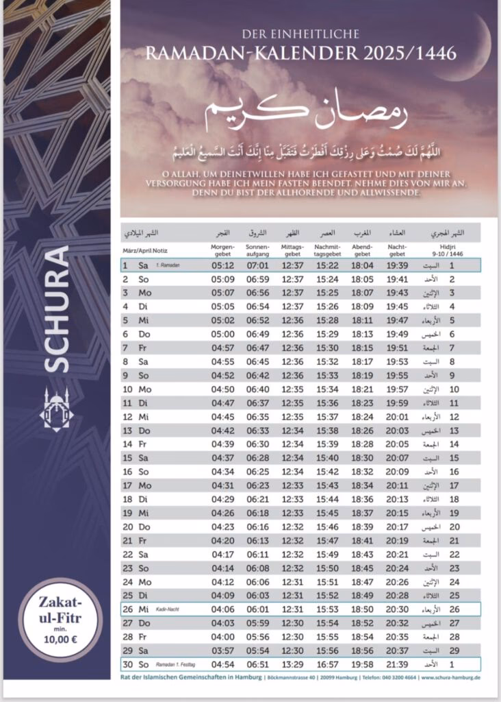 Welche Methoden werden zur Berechnung der Gebetszeiten angewendet?
