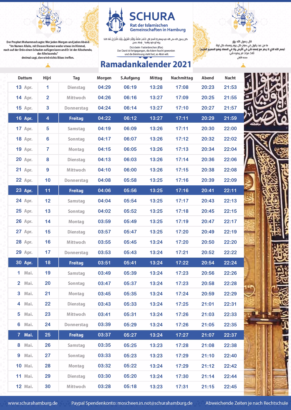 Wie berechnet man die Gebetszeiten?