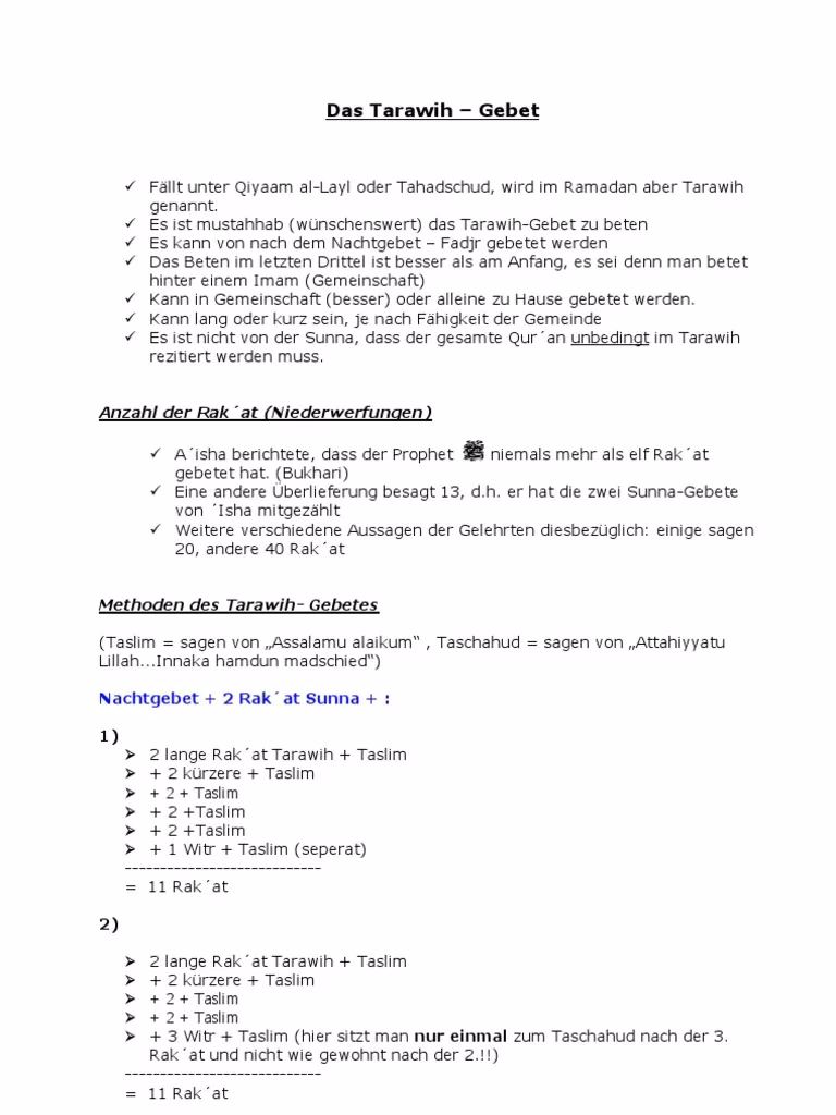 Wann wird das Tarawih-Gebet gebetet?